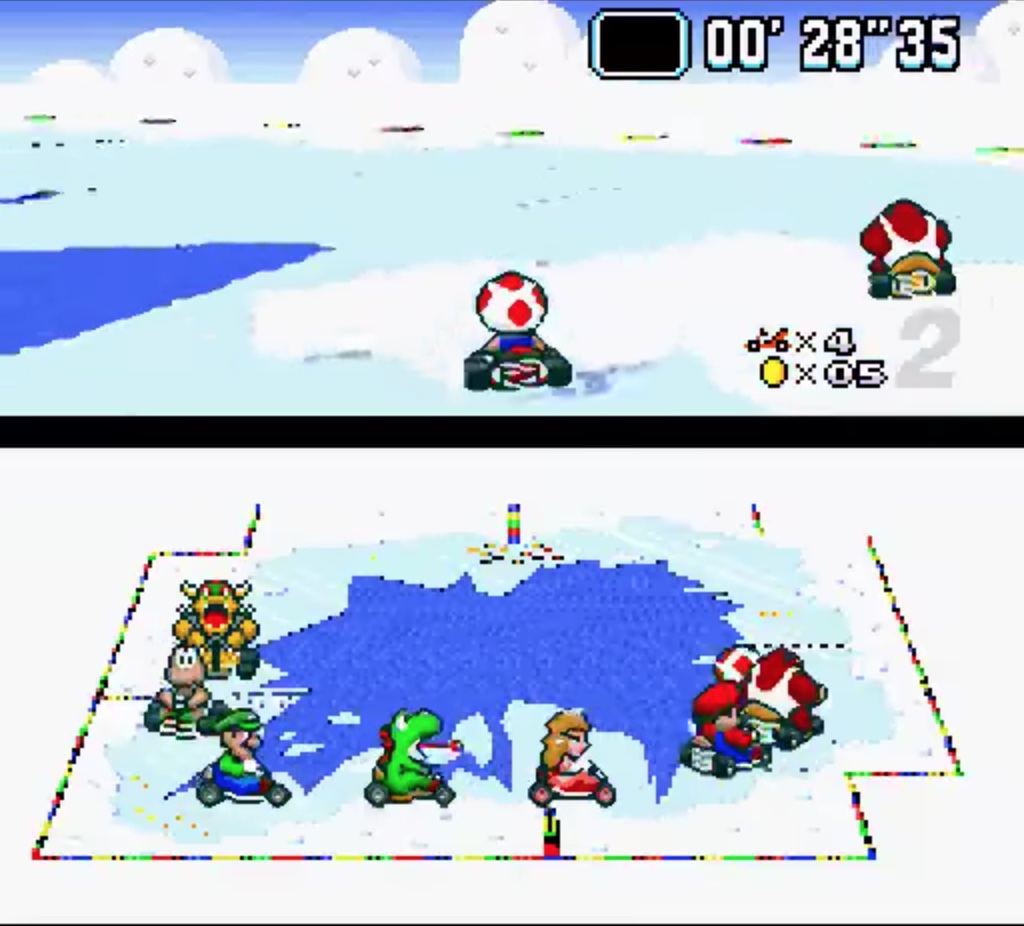 Super Mario Kart gameplay footage (1992)